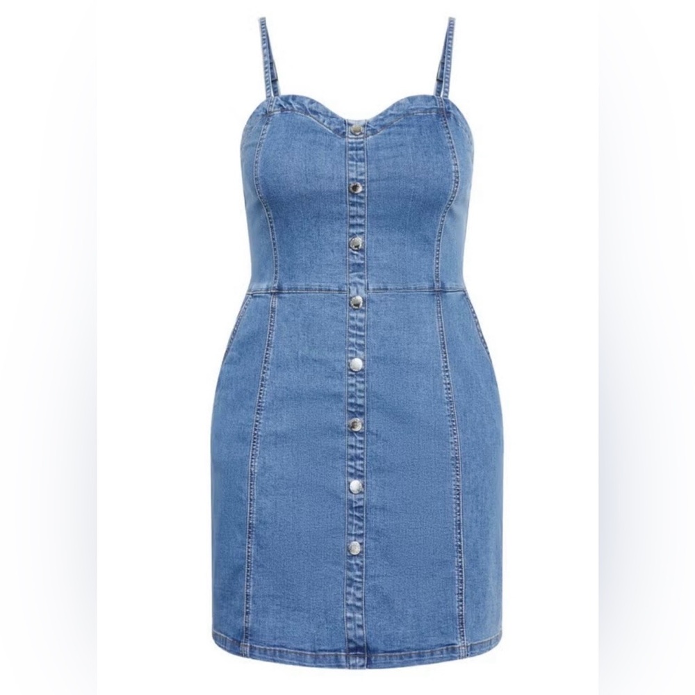City Chic Blue Denim Mini Dress